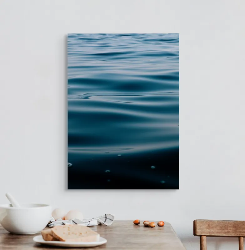 Tablou Canvas, "Valuri Mătăsoase la Apus", Ondulare, Calm, Albastru, Reflexie, Apă, Suprafață, Liniște, Natură, 50 x 70 cm – poza 3