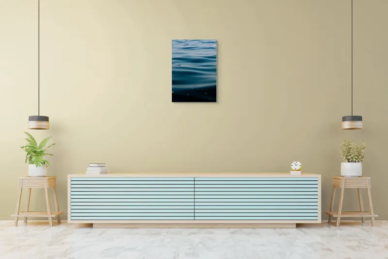 Tablou Canvas, "Valuri Mătăsoase la Apus", Ondulare, Calm, Albastru, Reflexie, Apă, Suprafață, Liniște, Natură, 50 x 70 cm – poza 6
