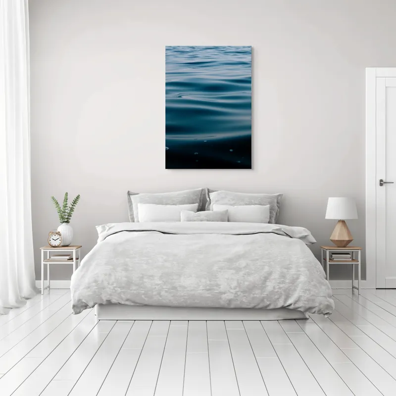 Tablou Canvas, "Valuri Mătăsoase la Apus", Ondulare, Calm, Albastru, Reflexie, Apă, Suprafață, Liniște, Natură, 70 x 100 cm – poza 3