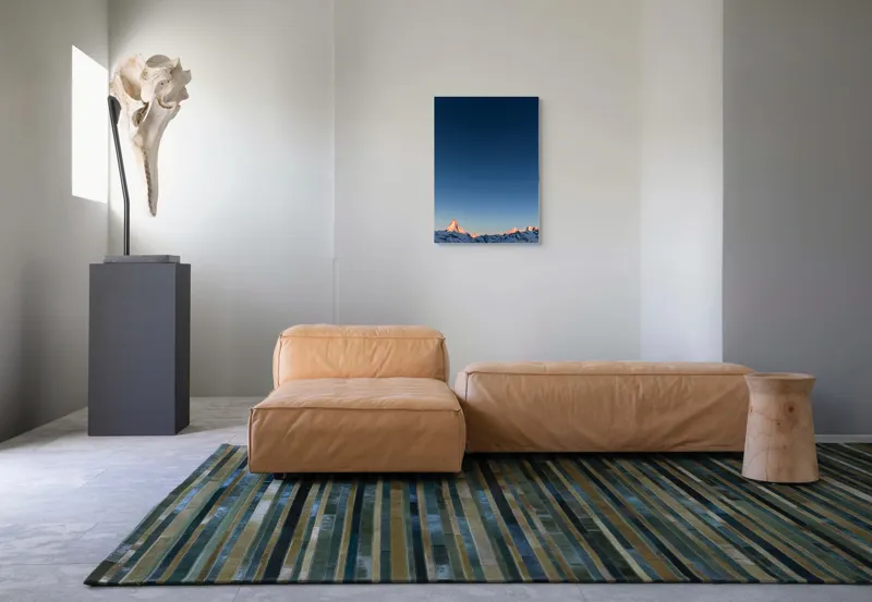 Tablou Canvas, "Strălucirea răsăritului peste vârfuri alpine", Munte, Cer, Albastru, Vârf, Zăpadă, Apus, Lumină, Peisaj, Tranquilitate, 50 x 70 cm – poza 7