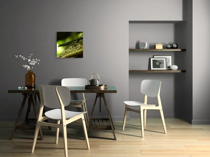 Tablou Canvas, "Șopârla verde pe trunchiul copacului", 50 x 50 cm – poza 8