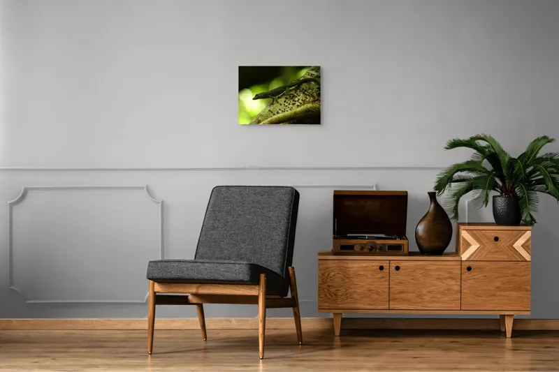 Tablou Canvas, "Șopârla verde pe trunchiul copacului", 54 x 39 cm – poza 7