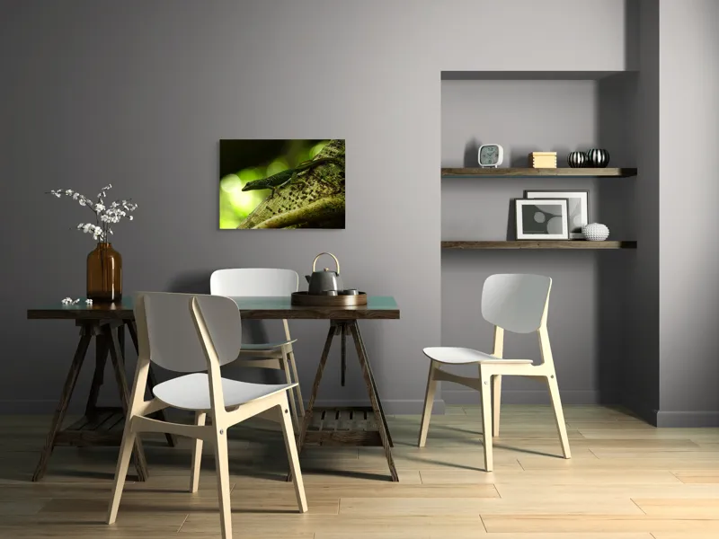 Tablou Canvas, "Șopârla verde pe trunchiul copacului", 70 x 50 cm – poza 5