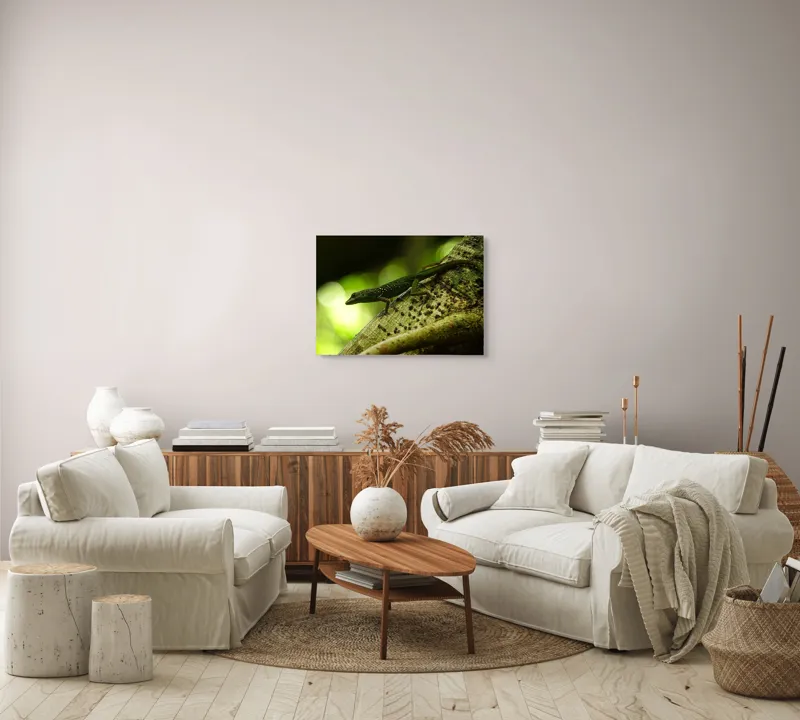 Tablou Canvas, "Șopârla verde pe trunchiul copacului", 70 x 50 cm – poza 6