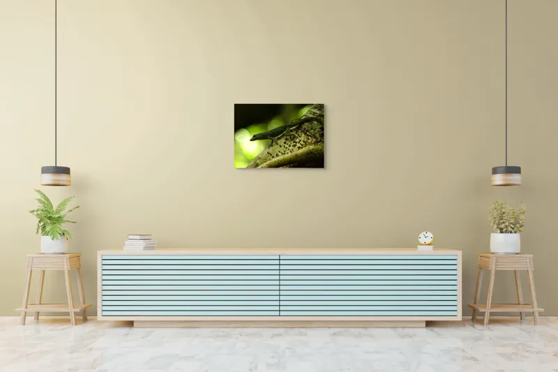 Tablou Canvas, "Șopârla verde pe trunchiul copacului", 70 x 50 cm – poza 7
