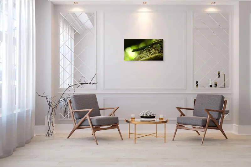 Tablou Canvas, "Șopârla verde pe trunchiul copacului", 90 x 50 cm – poza 7