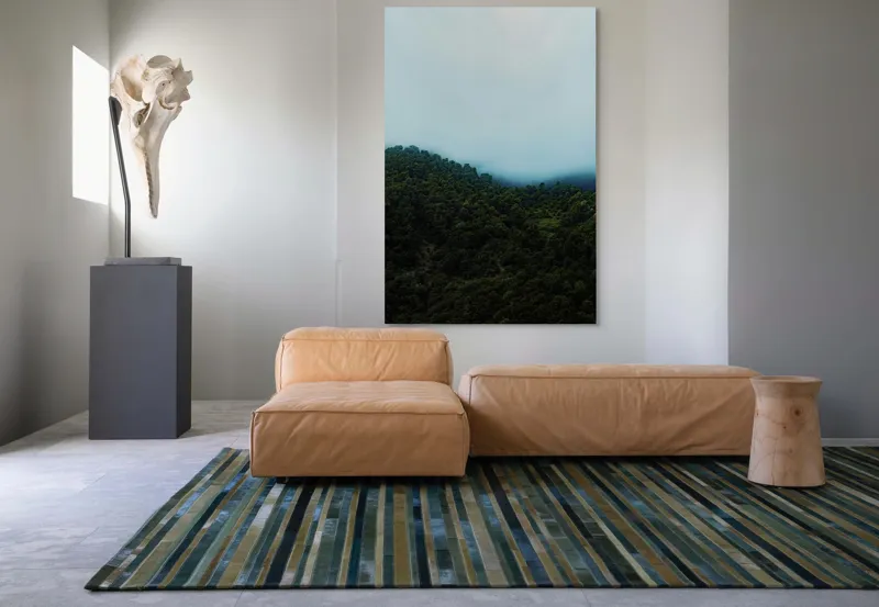 Tablou Canvas, "Ceața se lasă peste pădure", Pădure, Ceață, Dealuri, Verdeață, Mister, Liniște, Natură, Umbre, Contemplare, Tihnă, 100 x 150 cm – poza 7