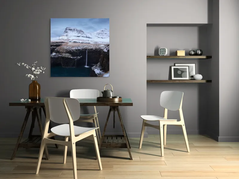 Tablou Canvas, "Cascada în peisajul înghețat de munte", 100 x 100 cm – poza 6
