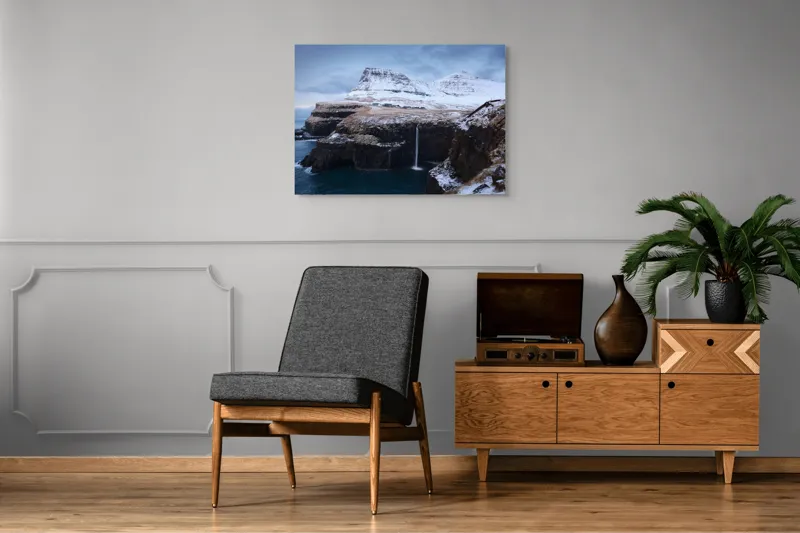 Tablou Canvas, "Cascada în peisajul înghețat de munte", 100 x 70 cm – poza 8