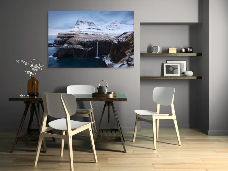 Tablou Canvas, "Cascada în peisajul înghețat de munte", 150 x 100 cm – poza 5