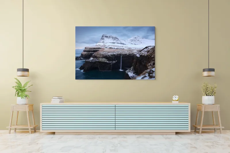 Tablou Canvas, "Cascada în peisajul înghețat de munte", 150 x 100 cm – poza 6