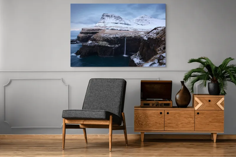 Tablou Canvas, "Cascada în peisajul înghețat de munte", 150 x 100 cm – poza 8