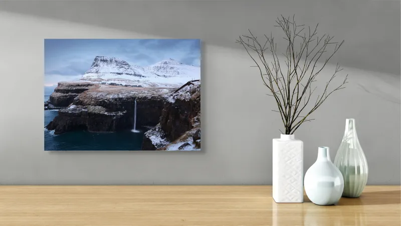 Tablou Canvas, "Cascada în peisajul înghețat de munte", 54 x 39 cm – poza 3