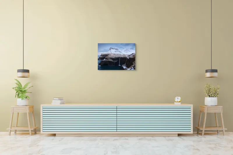 Tablou Canvas, "Cascada în peisajul înghețat de munte", 70 x 50 cm – poza 7