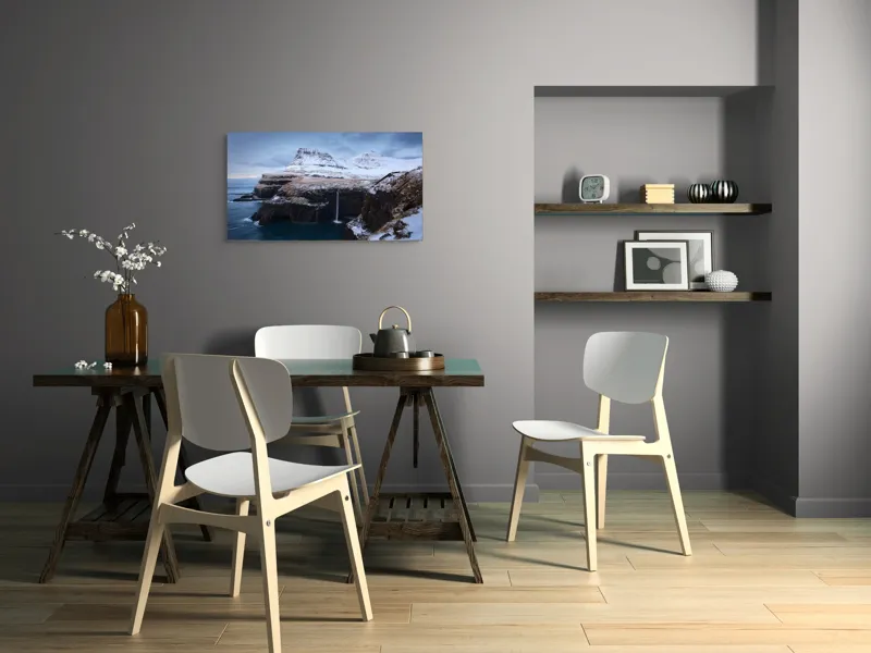 Tablou Canvas, "Cascada în peisajul înghețat de munte", 90 x 50 cm – poza 3
