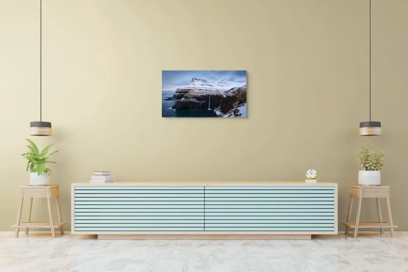 Tablou Canvas, "Cascada în peisajul înghețat de munte", 90 x 50 cm – poza 5