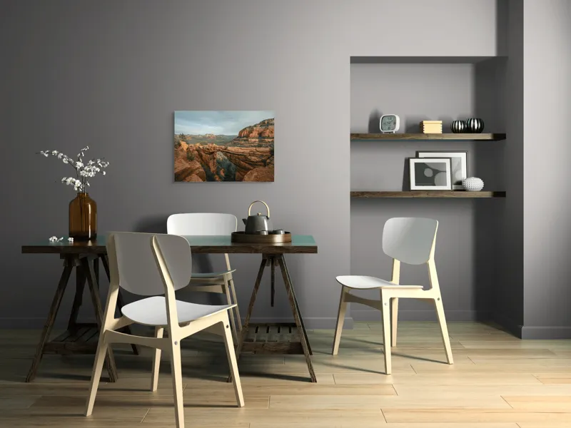 Tablou Canvas, "Podul natural în deșertul stâncos", Stânci, Pod, Pădure, Cer, Munți, Peisaj, Natură, Roci, Vegetație, Linie░orizontului, 70 x 50 cm – poza 5