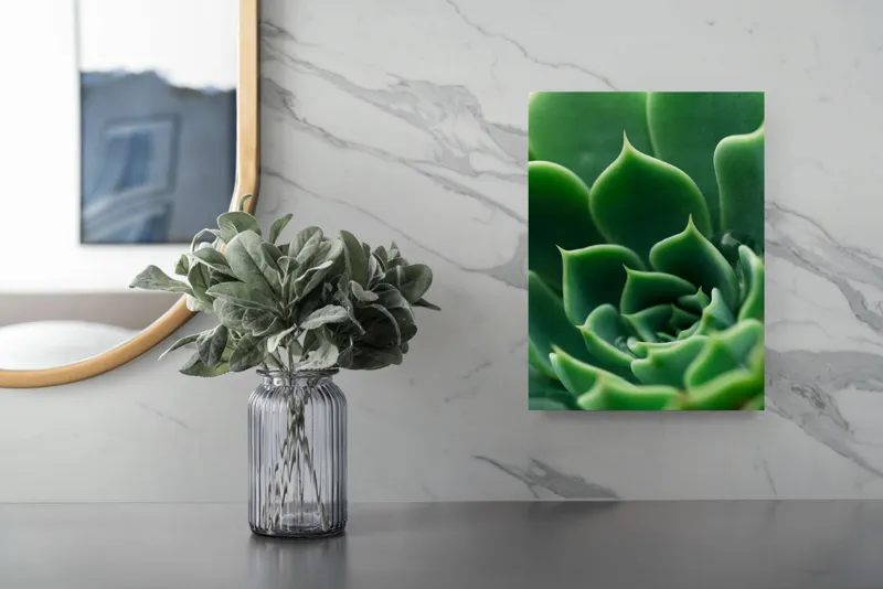 Tablou Canvas, "Frumusețea verde a naturii succulente", Verde, Succulentă, Frunze, Geometrie, Natură, Textură, Vitalitate, Simetrie, Design, 26 x 39 cm – poza 4