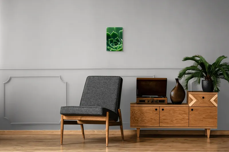 Tablou Canvas, "Frumusețea verde a naturii succulente", Verde, Succulentă, Frunze, Geometrie, Natură, Textură, Vitalitate, Simetrie, Design, 26 x 39 cm – poza 8