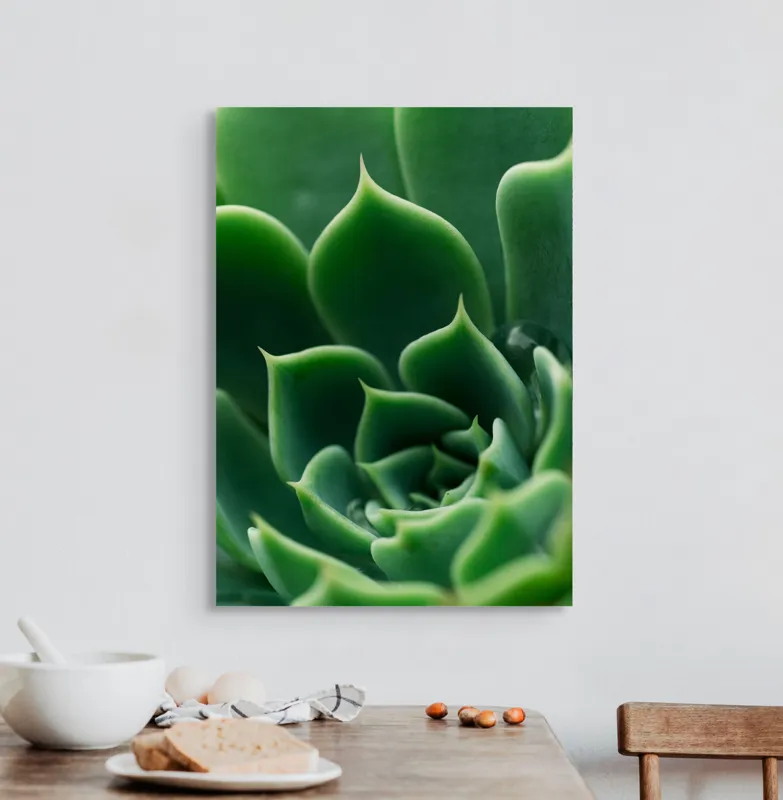 Tablou Canvas, "Frumusețea verde a naturii succulente", Verde, Succulentă, Frunze, Geometrie, Natură, Textură, Vitalitate, Simetrie, Design, 50 x 70 cm – poza 3