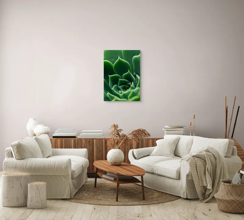 Tablou Canvas, "Frumusețea verde a naturii succulente", Verde, Succulentă, Frunze, Geometrie, Natură, Textură, Vitalitate, Simetrie, Design, 50 x 70 cm – poza 4