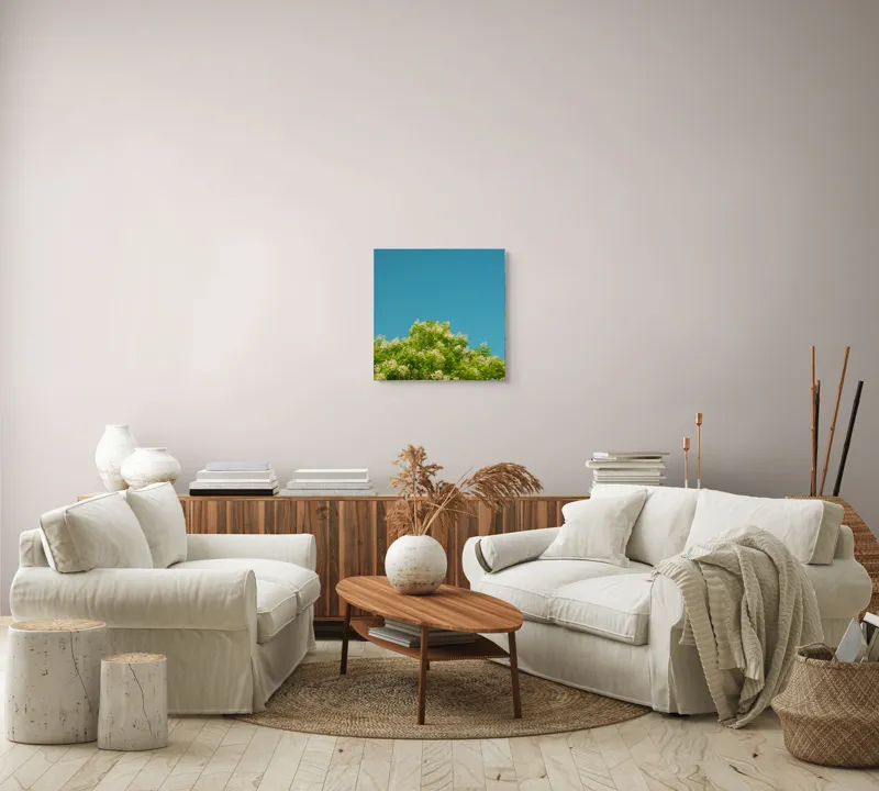Tablou Canvas, "Înflorirea copacului sub cerul albastru", Flori, Frunze, Cer, Azuriu, Natură, Primăvară, Plante, Verdeață, 50 x 50 cm – poza 7