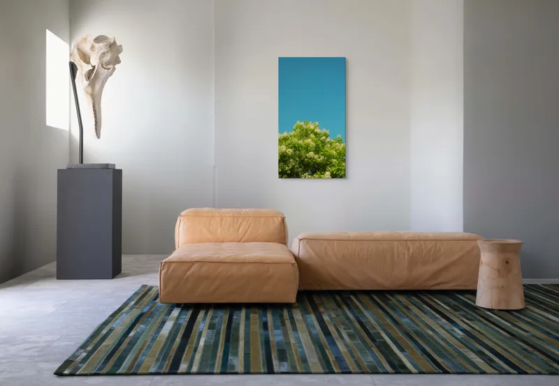 Tablou Canvas, "Înflorirea copacului sub cerul albastru", Flori, Frunze, Cer, Azuriu, Natură, Primăvară, Plante, Verdeață, 50 x 90 cm – poza 5