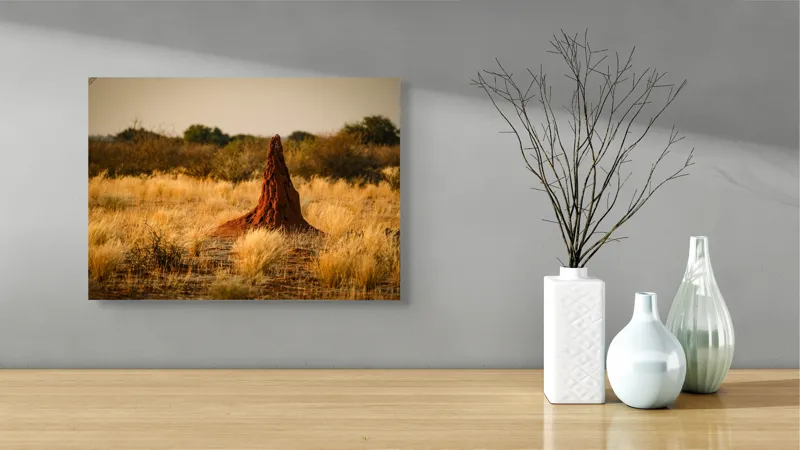 Tablou Canvas, "Turn de pământ în savană arsă", Teritoriu, Arid, Răsărit, Natură, Savură, Izolare, Nisip, Căldură, 54 x 39 cm – poza 3