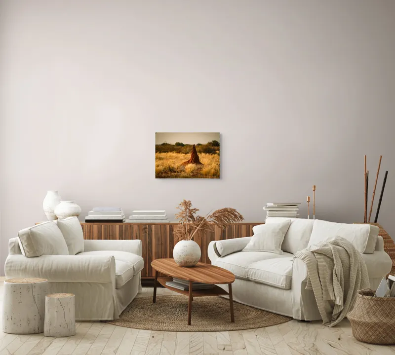 Tablou Canvas, "Turn de pământ în savană arsă", Teritoriu, Arid, Răsărit, Natură, Savură, Izolare, Nisip, Căldură, 54 x 39 cm – poza 5
