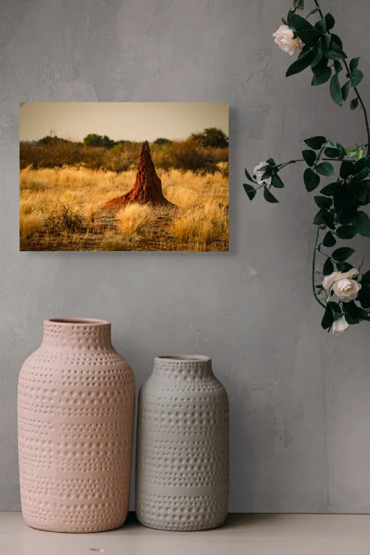 Tablou Canvas, "Turn de pământ în savană arsă", Teritoriu, Arid, Răsărit, Natură, Savură, Izolare, Nisip, Căldură, 54 x 39 cm – poza 8