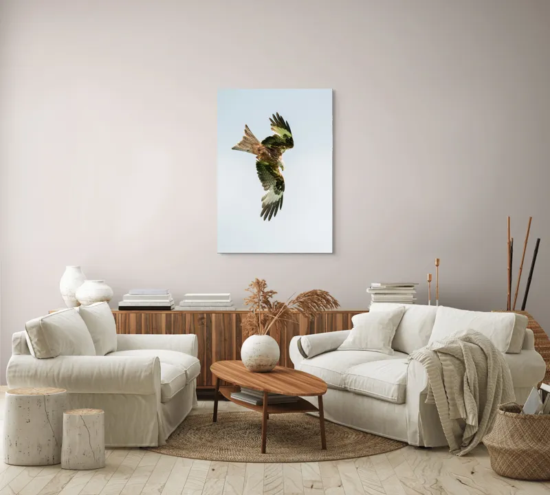 Tablou Canvas, "Zborul măreț al zmeului roșu", Aripi, Pene, Cer, Răpitor, Zbor, 70 x 100 cm – poza 4