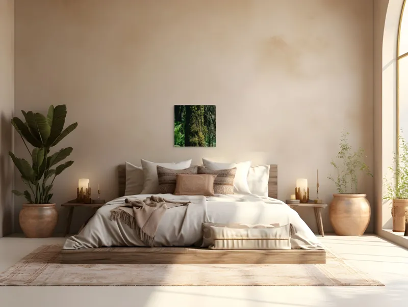 Tablou Canvas, "Trunchi acoperit de mușchi verde luxuriant", Mușchi, Trunchi, Pădure, Lumină, Umbre, Natură, Vegetație, Verde, Textură, Umiditate, 50 x 50 cm – poza 5