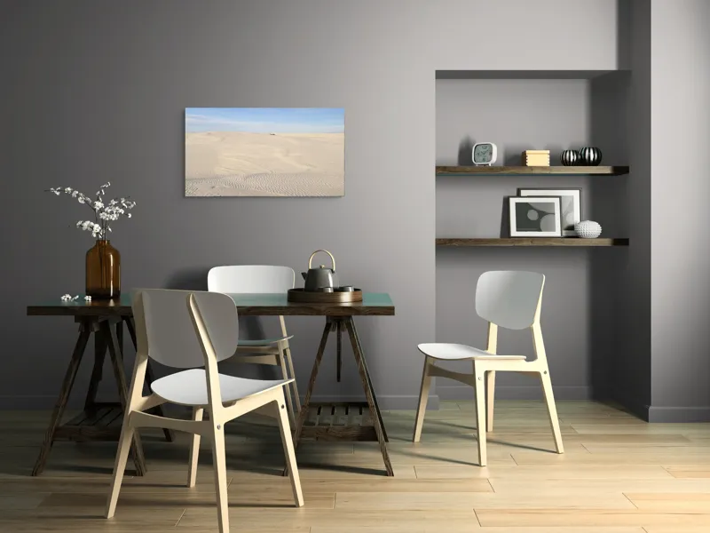 Tablou Canvas, "Dunele vaste ale deșertului liniștit", Deșert, Dune, Nisip, Cer, Orizont, Ondulații, Pustiu, Serenitate, Izolare, Liniște, 90 x 50 cm – poza 3