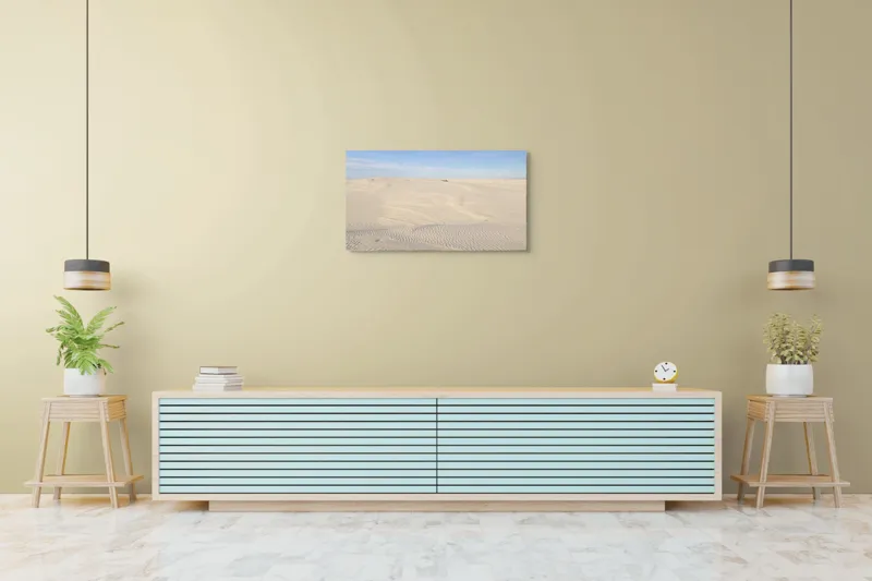 Tablou Canvas, "Dunele vaste ale deșertului liniștit", Deșert, Dune, Nisip, Cer, Orizont, Ondulații, Pustiu, Serenitate, Izolare, Liniște, 90 x 50 cm – poza 5