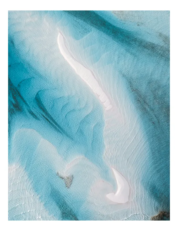 Tablou Canvas, "Vis albastru acvatic în mișcare", Albastru, Calm, Unduiri, Nisip, Ocean, Linie, Texturi, Abstract, 39 x 54 cm