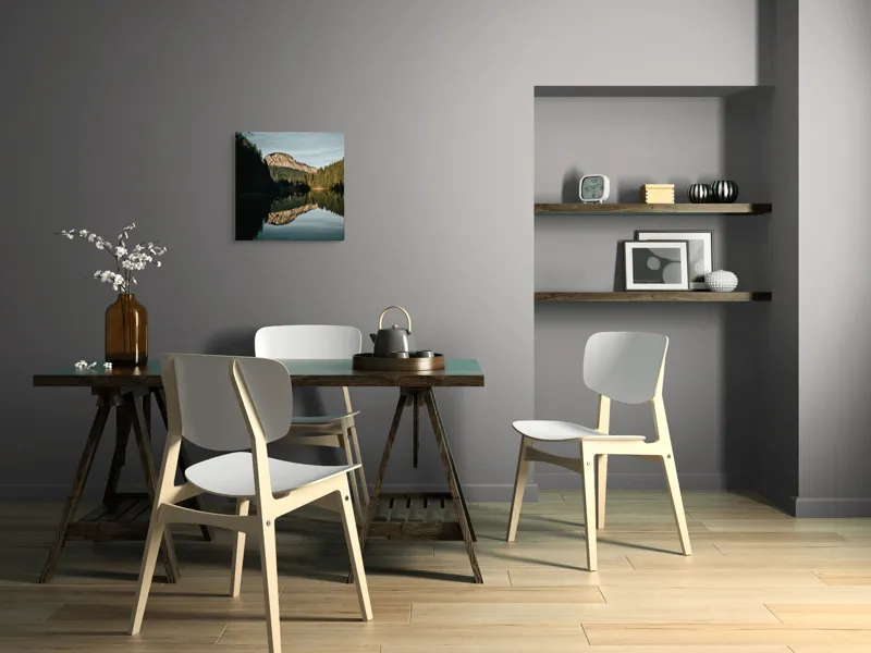 Tablou Canvas, "Reflecții montane într-un lac liniștit", Natură, Liniște, Reflecție, Munte, Cer, Copaci, Apă, Peisaj, Împădurit, Calm., 50 x 50 cm – poza 8