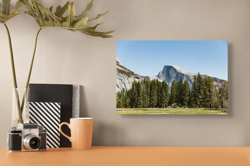 Tablou Canvas, "Semetia grandioasă a naturii albastre", Munți, Cer, Pini, Stâncă, Natură, Peisaj, Parc, Tranquilitate, 39 x 26 cm – poza 3