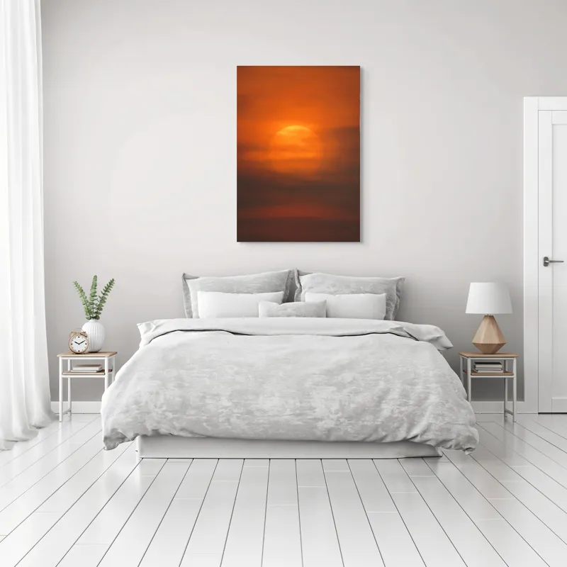 Tablou Canvas, "Soarele printre nori de seară", Soare, Apus, Cer, Nori, Portocaliu, Cald, Luminos, Serene, Peisaj, Tranquilitate, 70 x 100 cm – poza 3