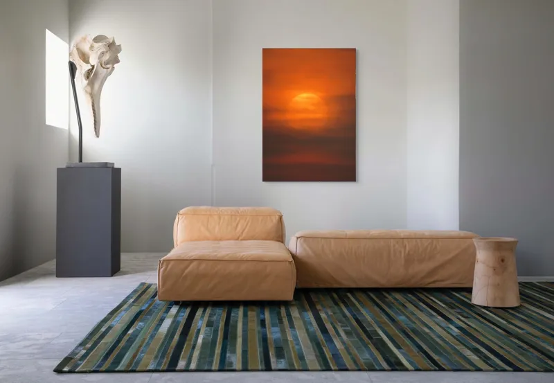 Tablou Canvas, "Soarele printre nori de seară", Soare, Apus, Cer, Nori, Portocaliu, Cald, Luminos, Serene, Peisaj, Tranquilitate, 70 x 100 cm – poza 7