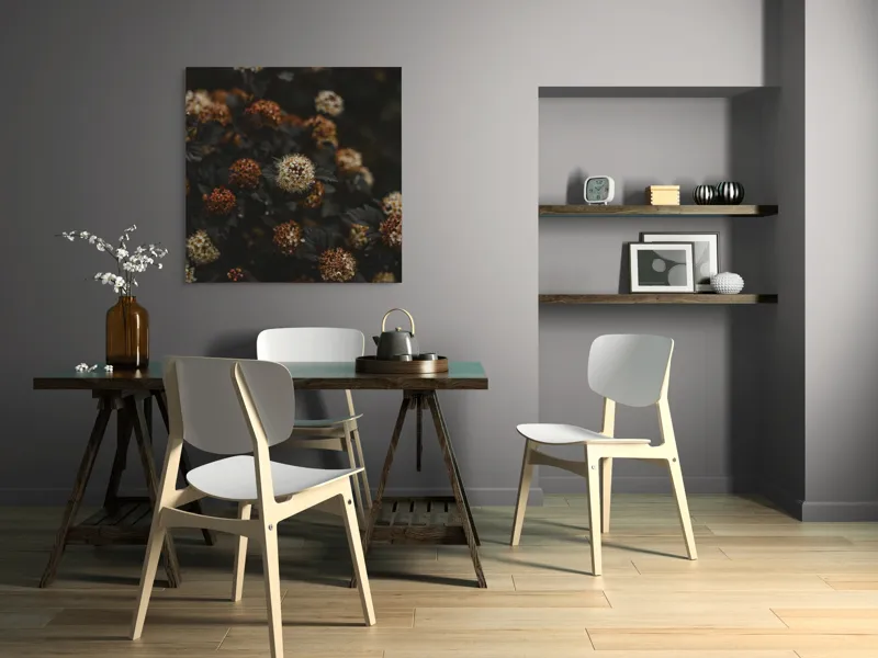 Tablou Canvas, "Flori misterioase în amurg tomnatic", Flori, Întunecate, Texturate, Contrastante, Ruginite, Bogate, Sferice, 100 x 100 cm – poza 6