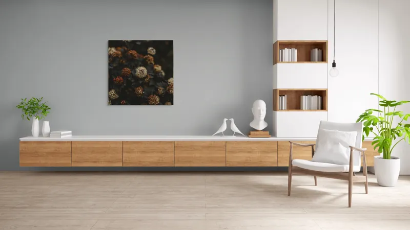 Tablou Canvas, "Flori misterioase în amurg tomnatic", Flori, Întunecate, Texturate, Contrastante, Ruginite, Bogate, Sferice, 100 x 100 cm – poza 8