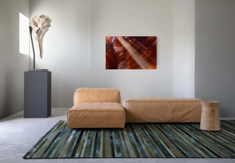 Tablou Canvas, "Raze de lumină în canionul roșu", Fascinant, Roci, Lumini, Umbre, Texturi, Calcar, Culoare, Contrast., 90 x 50 cm – poza 8