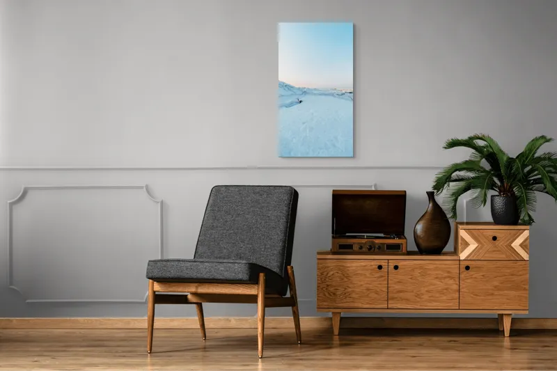 Tablou Canvas, "Visul înghețat al orizontului polar", Zăpadă, Gheață, Orizont, Liniște, Lumina, Cer, Alb, Reculegere, Îngheț, 50 x 90 cm – poza 8