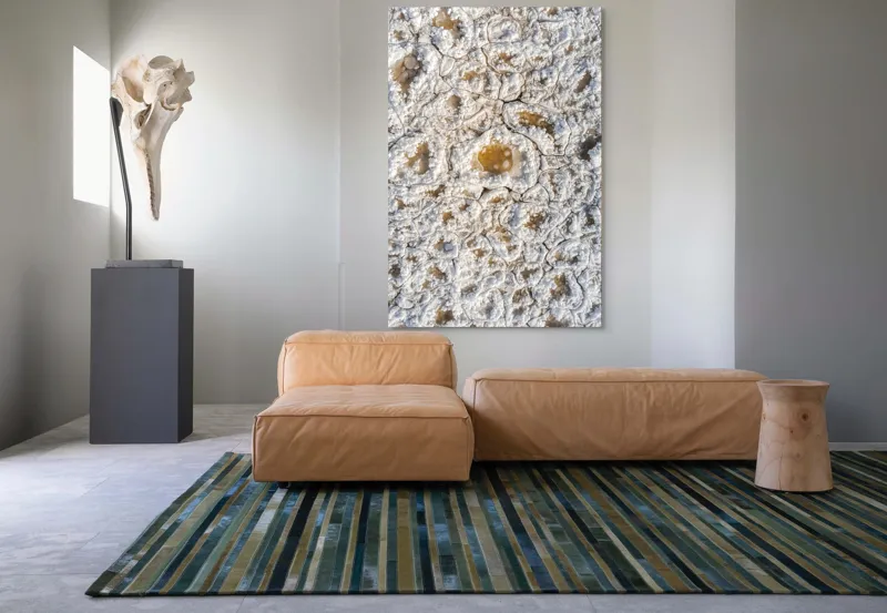 Tablou Canvas, "Minunățiile iernii în detaliu fragil", Cristale, Textură, Albul, Geometrie, Mineral., 100 x 150 cm – poza 7