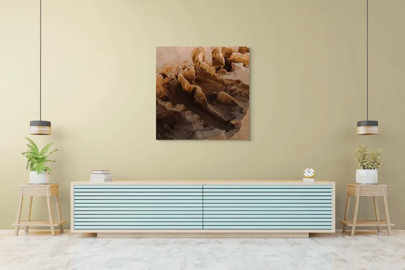 Tablou Canvas, "Eroziuni ale nisipului în deșertul etern", Textură, Nisip, Forme, Eroziune, Natură, Abstract., 100 x 100 cm – poza 5