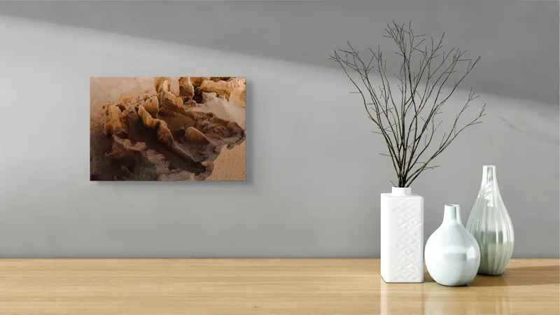 Tablou Canvas, "Eroziuni ale nisipului în deșertul etern", Textură, Nisip, Forme, Eroziune, Natură, Abstract., 39 x 26 cm – poza 8