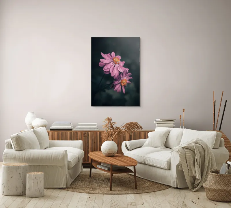 Tablou Canvas, "Petale dansând sub lumina lunii", Floare, Petale, Roz, Delicat, Natural, Frumusețe, Lumină, Contrast, Natură, Eleganță, 70 x 100 cm – poza 4
