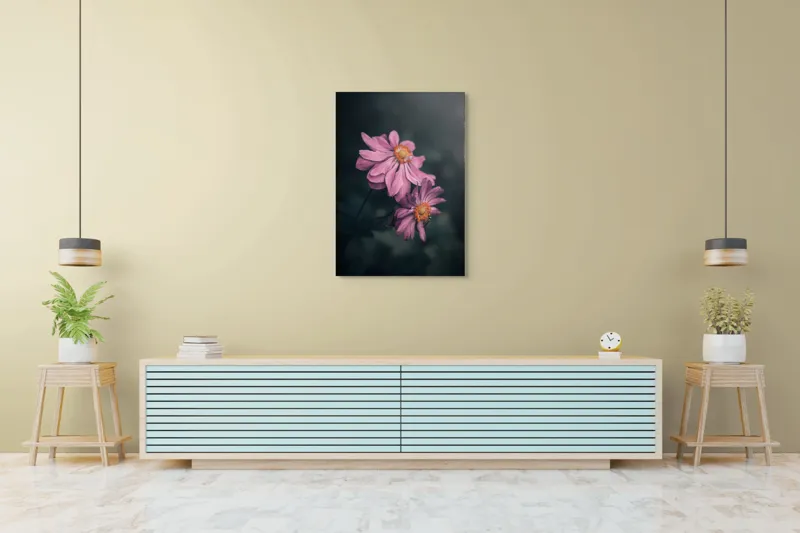 Tablou Canvas, "Petale dansând sub lumina lunii", Floare, Petale, Roz, Delicat, Natural, Frumusețe, Lumină, Contrast, Natură, Eleganță, 70 x 100 cm – poza 5