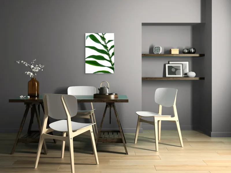 Tablou Canvas, "Frunze de trestie unduitoare în vânt", Frunze, Verde, Linie, Elegant, Contrast, Delicat, Natură, Simplitate, 50 x 70 cm – poza 5