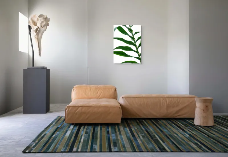 Tablou Canvas, "Frunze de trestie unduitoare în vânt", Frunze, Verde, Linie, Elegant, Contrast, Delicat, Natură, Simplitate, 50 x 70 cm – poza 7